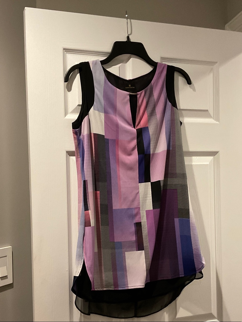 Sleeveless Geometric Print Blouse/Tunic/Dress in Purple